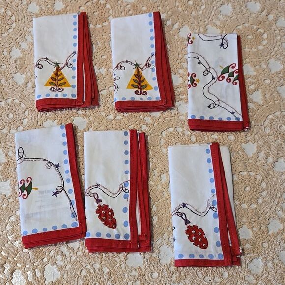 Holiday Cocktail Napkins 100% Cotton From India - Picture 1 of 13